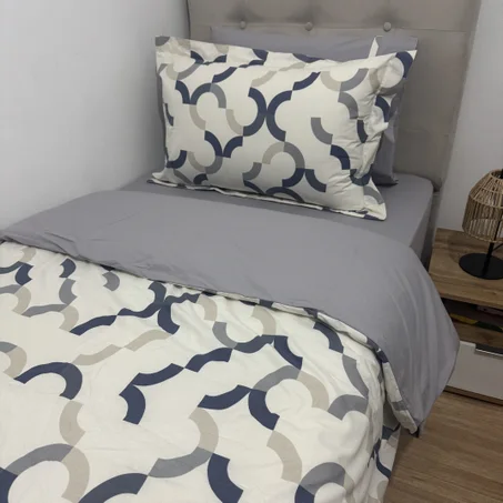 Parure housse de couette "Grey Circles" 100% coton Oeko-Tex - 1 place