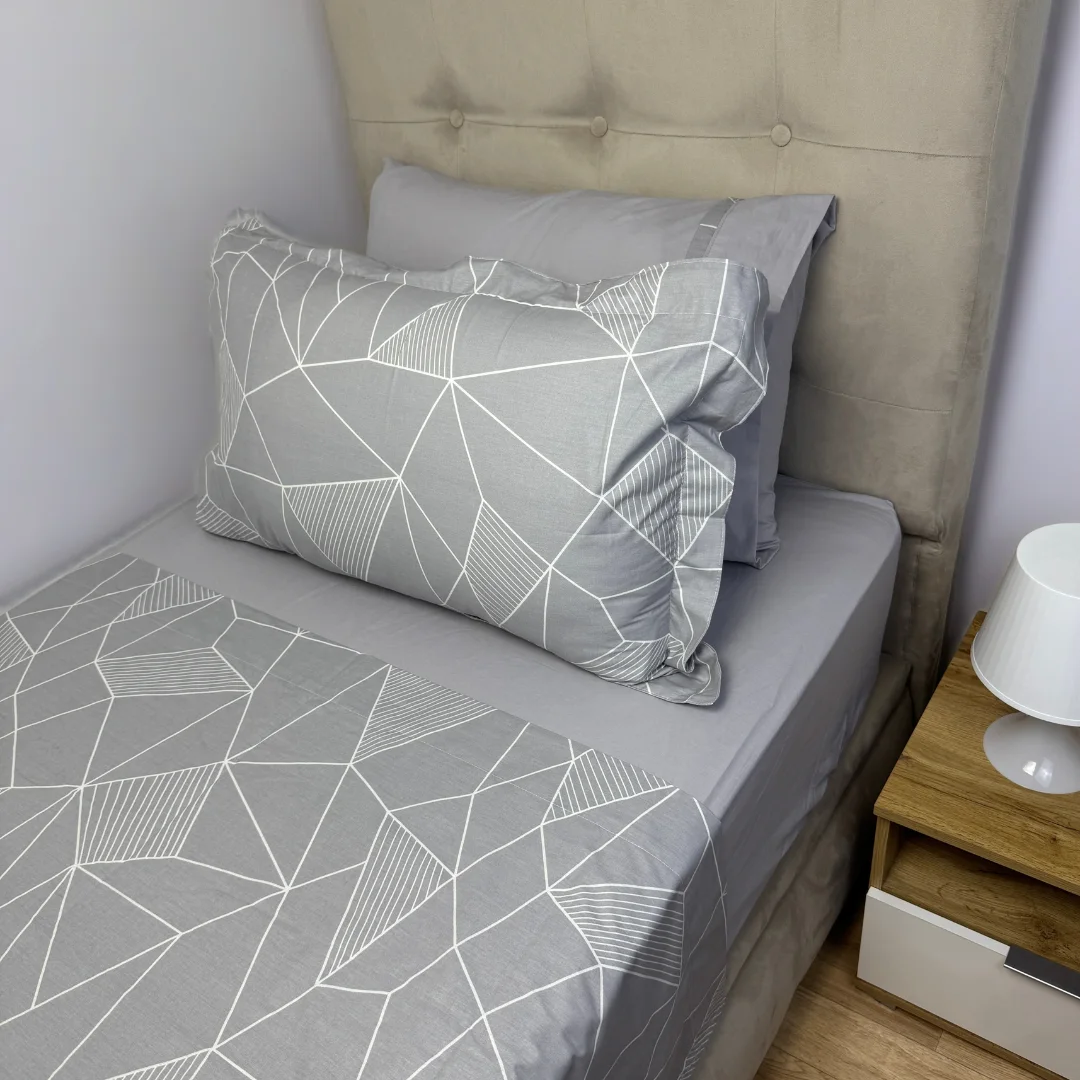 Parure de lit "Grey Line" 100% coton Oeko-Tex - 1 place