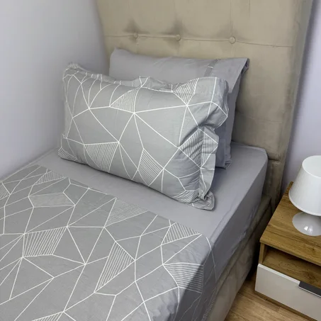 Parure de lit "Grey Line" 100% coton Oeko-Tex - 1 place