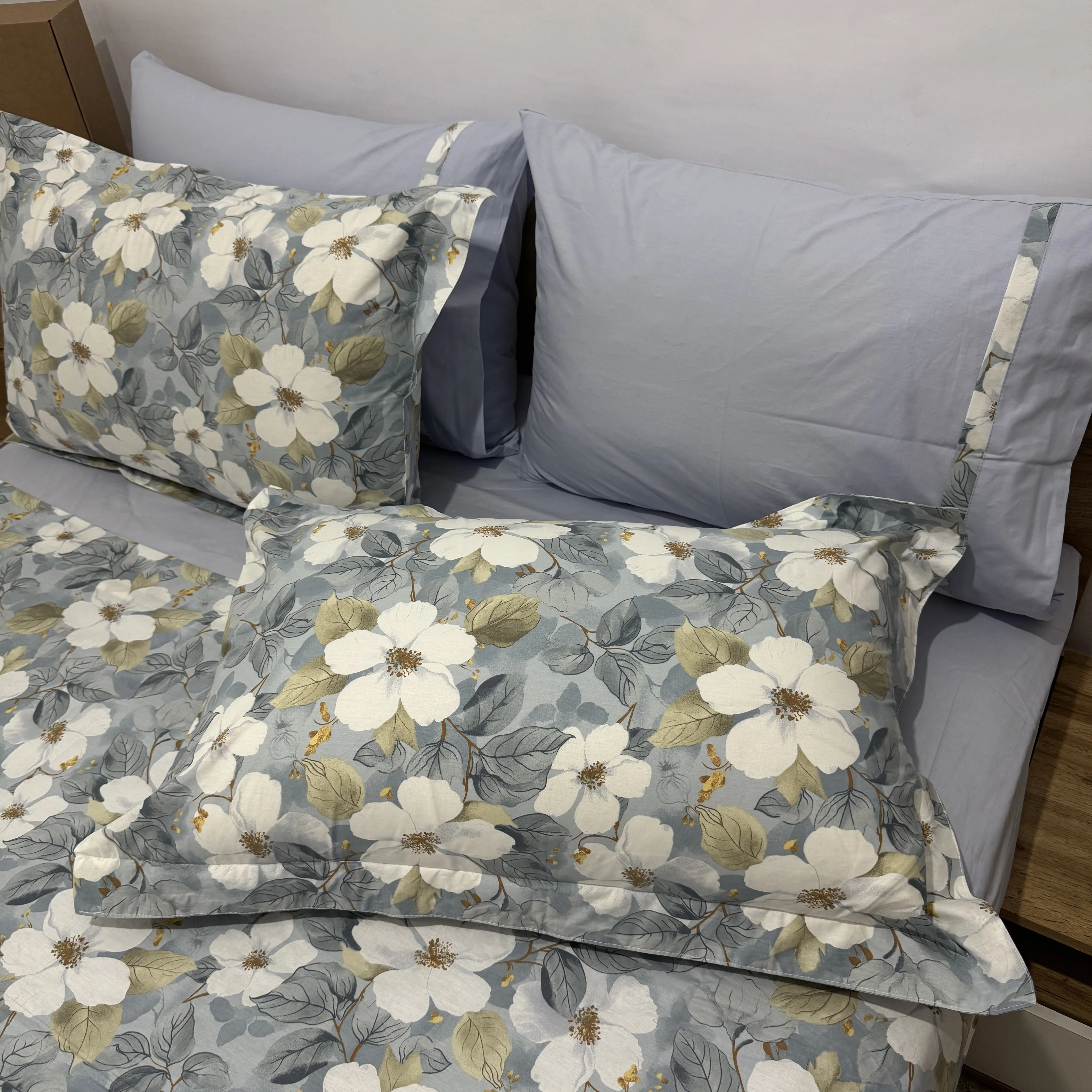Parure drap plat "Misty Bloom" 100% coton Oeko-Tex - 2 places