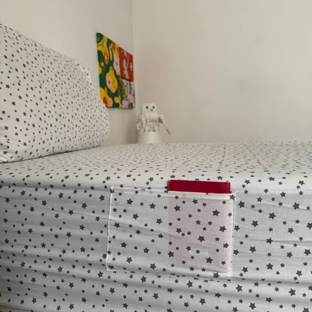 Drap Housse "Etoiles grises" 100% coton Oeko-tex - 90x190x25cm - 2 taies d