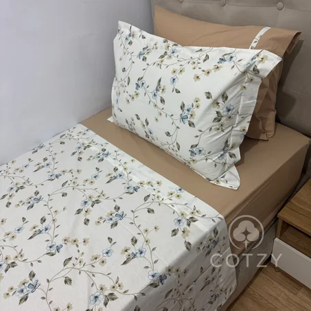 Parure de lit "Silent Garden" 100% coton Oeko-Tex - 1 place