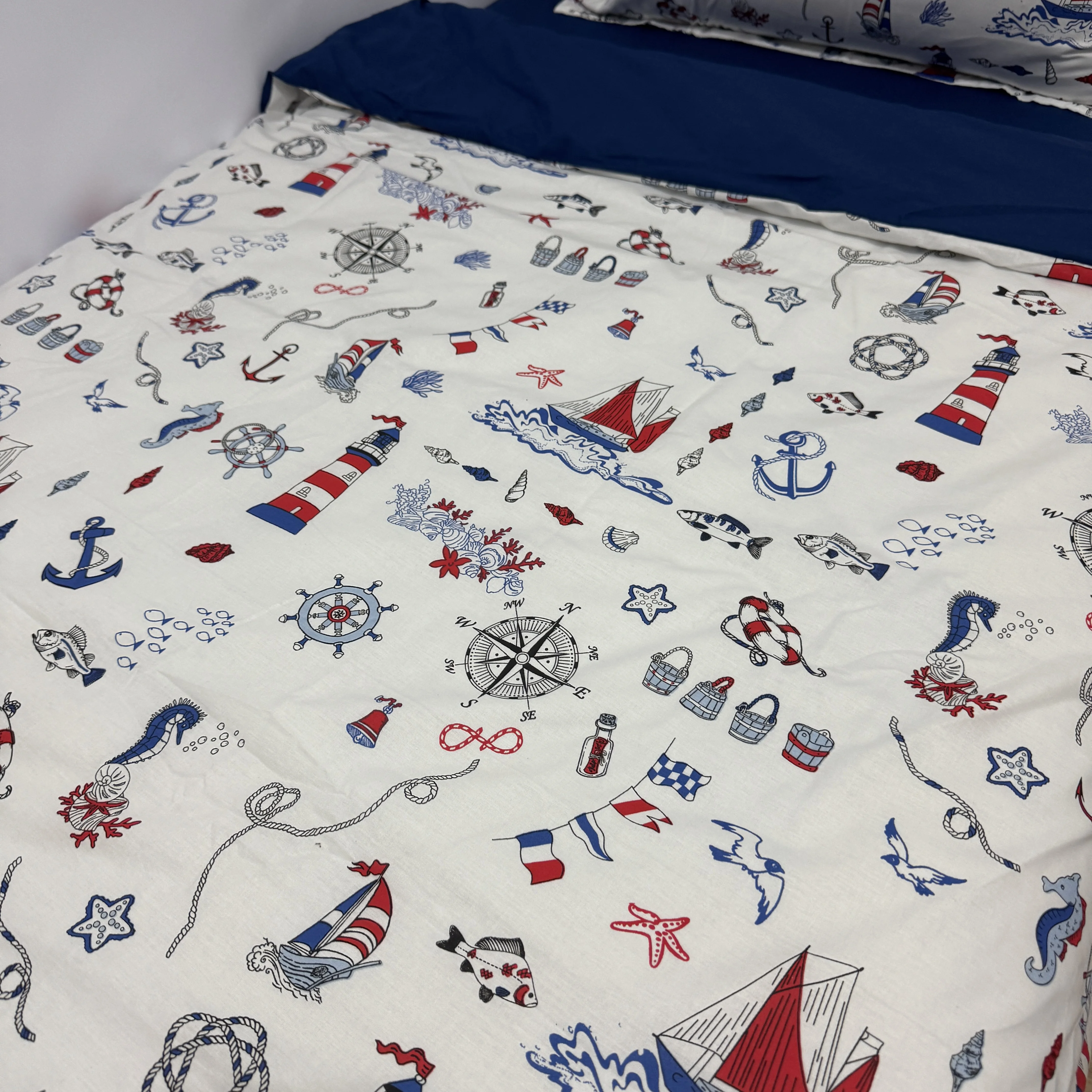 Parure housse de couette "Sea Boy" 100% coton Oeko-Tex - 1 place