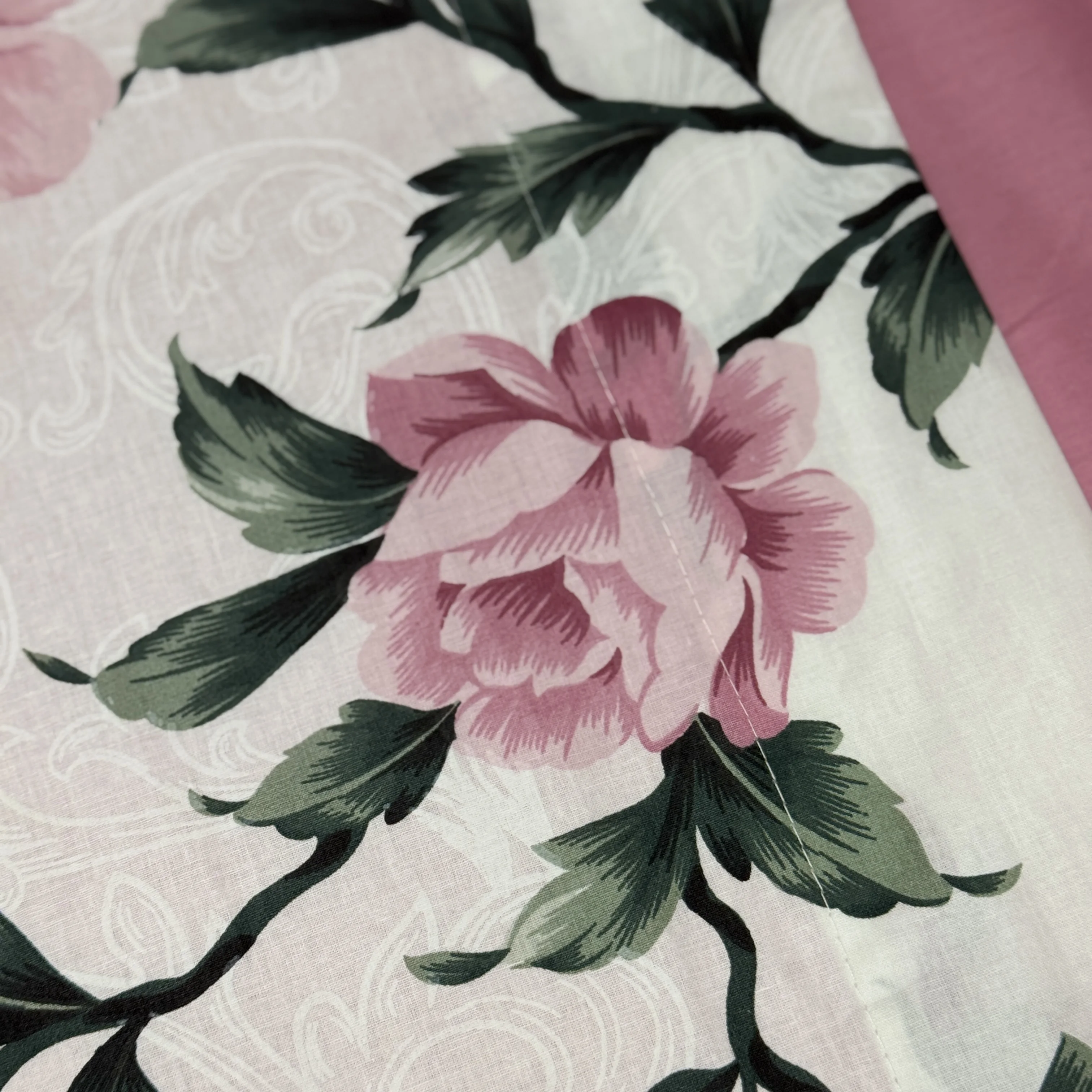 Parure drap plat "Rosy Bloom" 100% coton Oeko-Tex - 2 places