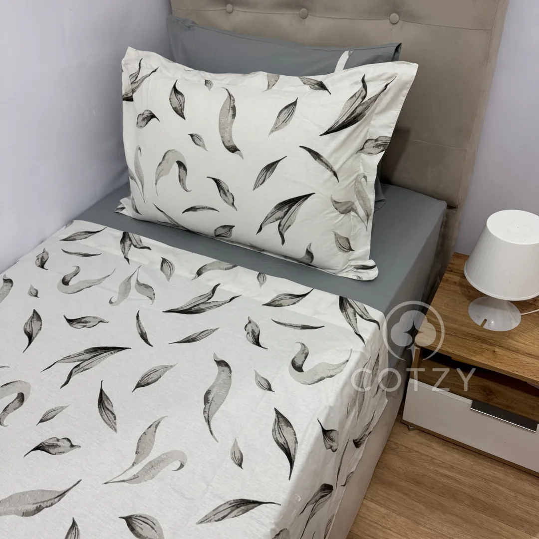 Parure de lit "Silver Leaf" 100% coton Oeko-Tex - 1 place
