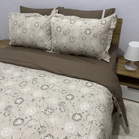 Parure housse de couette "Beige Cotton" 100% coton Oeko-Tex - 2 places