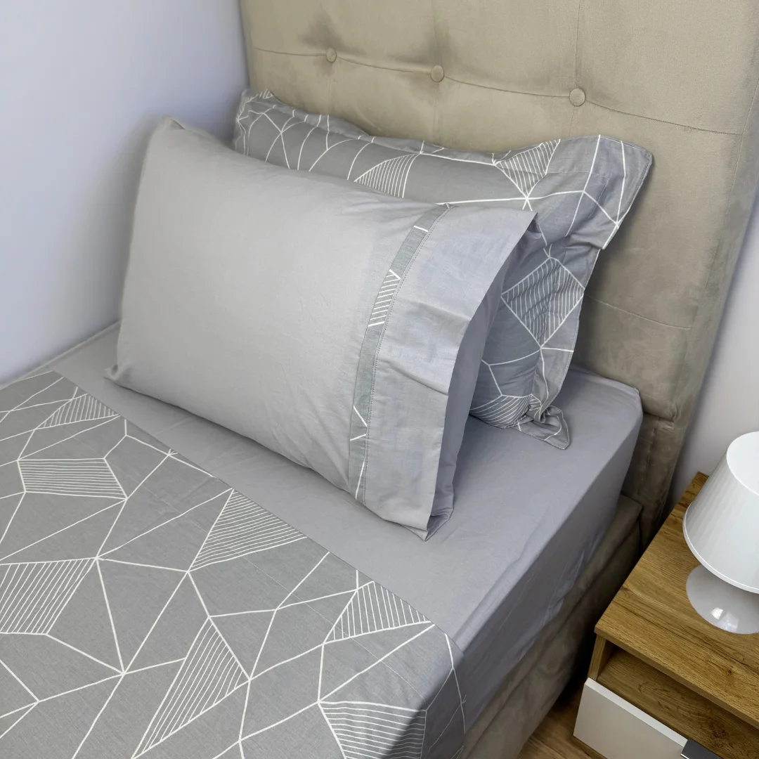 Parure de lit "Grey Line" 100% coton Oeko-Tex - 1 place