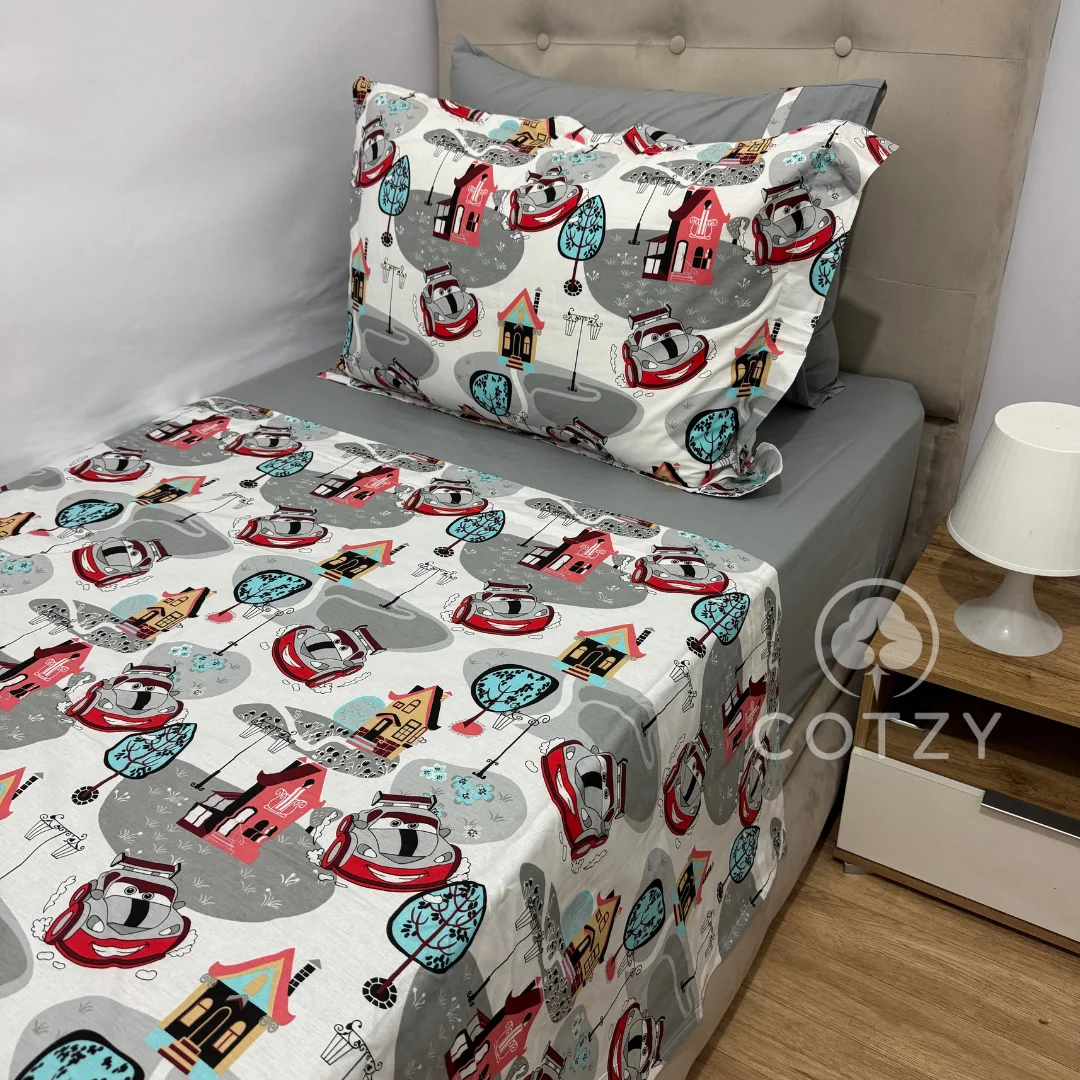 Parure de lit "Speed Town" 100% coton Oeko-Tex - 1 place