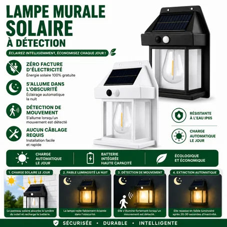 ⭐ Lampe Solaire Intelligente à Détecteur de Mouvement