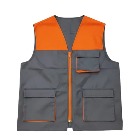 سترة عمل رمادي وبرتقالي بشعارك الخاص