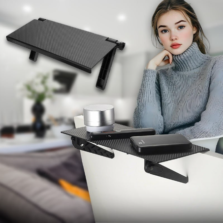 رف تخزين شاشة الكمبيوتر والتلفزيون قابل للتعديل باللون الأسود