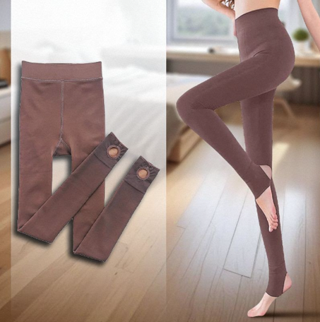 بنطال ضيق مضلع للنساء - دافئ - شتوي - لون موحد - للنساء