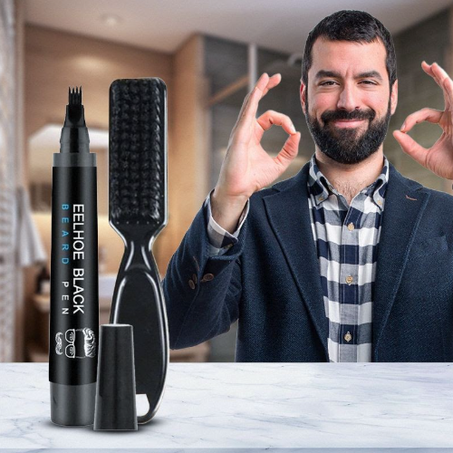 قلم ملء اللحية، طقم قلم ملء اللحية، قلم لحية طويلة مقاوم للماء والعرق، قلم تحديد اللحية مع فرشاة للرجال، شارب طبيعي سريع التمويه