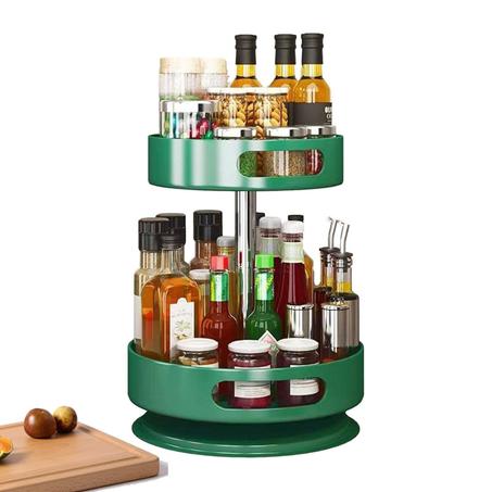 منظم التوابل الدوار من إلينرات | منظم توابل من الفولاذ المقاوم للصدأ يدور 360 درجة - موفر للمساحة، سهل التركيب للخزانة، والتوابل، ومستحضرات التجميل