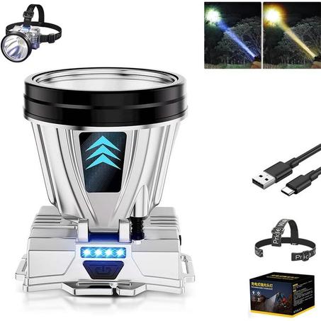 مصباح صيد LED قابل لإعادة الشحن، مصباح أمامي عالي الطاقة مع بنك الطاقة