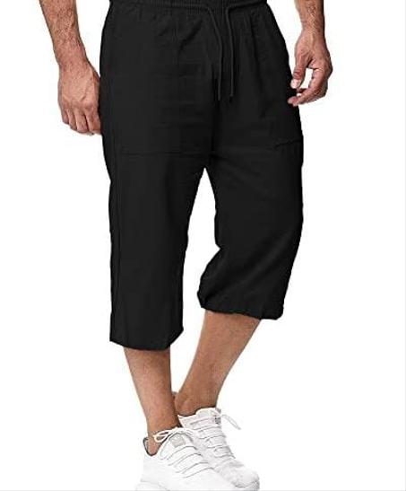 شورت من الكتان للصيف والشاطئ مع جيوب، بطانة