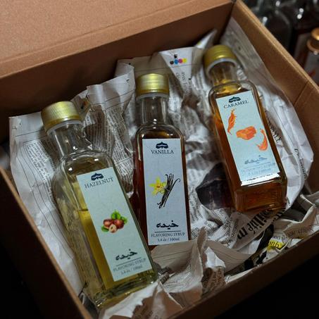 KHAYMA Syrup Collection Box – Vanilla, Caramel & Hazelnut (3×100ml)