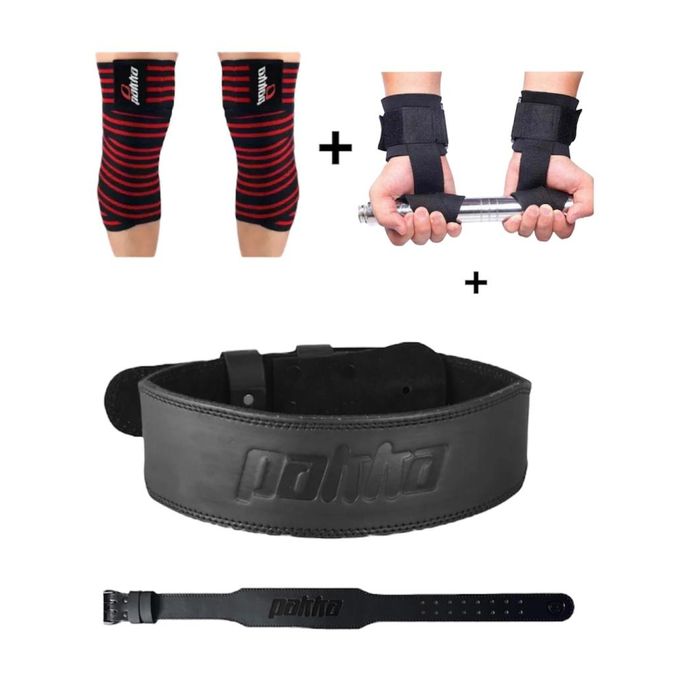 Pakka Pack musculation Ceinture lombaire + bandes de poignets +bandes de genoux