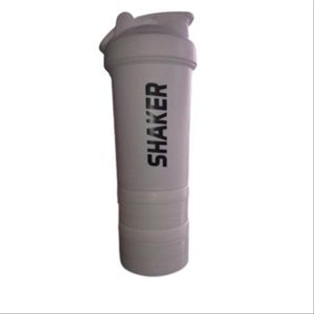 Bouteille shaker protéinée avec rangement blanc