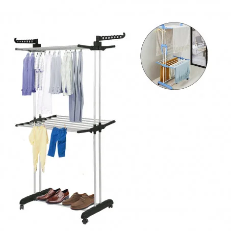 علاقة ملابس بطابقين مع رف أحذية سفلي من الفولاذ المقاوم للصدأ بقدرة تحمل كبيرة