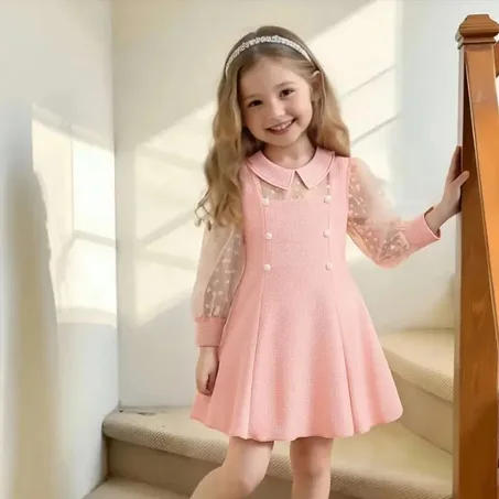 فستان بناتي أنيق وردي (Princess Pink Dress)