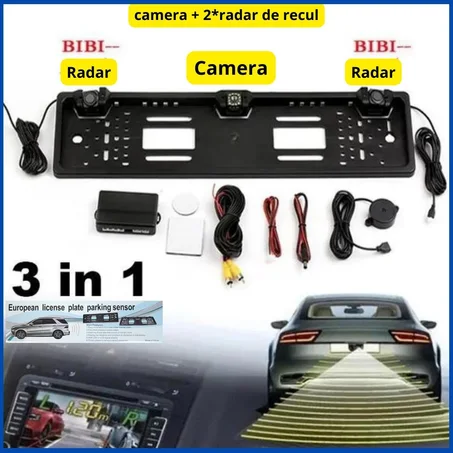 Support plaque immatriculation CAMERA + 2 RADAR