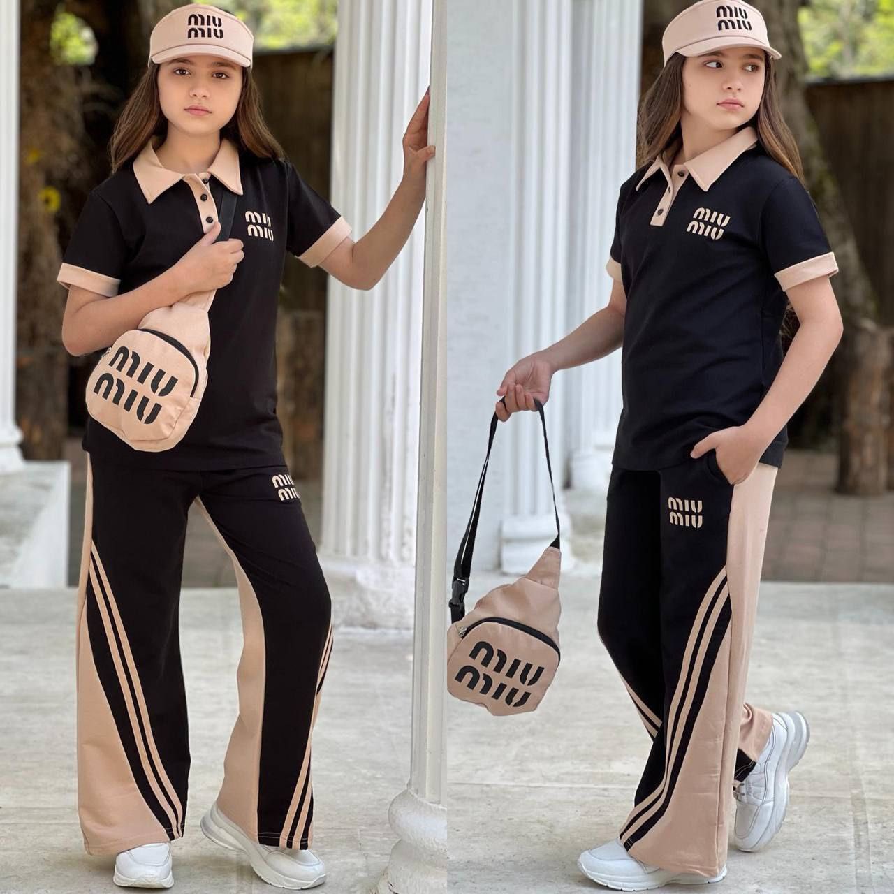 Ensemble fille MIU MIU -4 pieces (سروال + كاسكيط + تريكو + صاكوش)