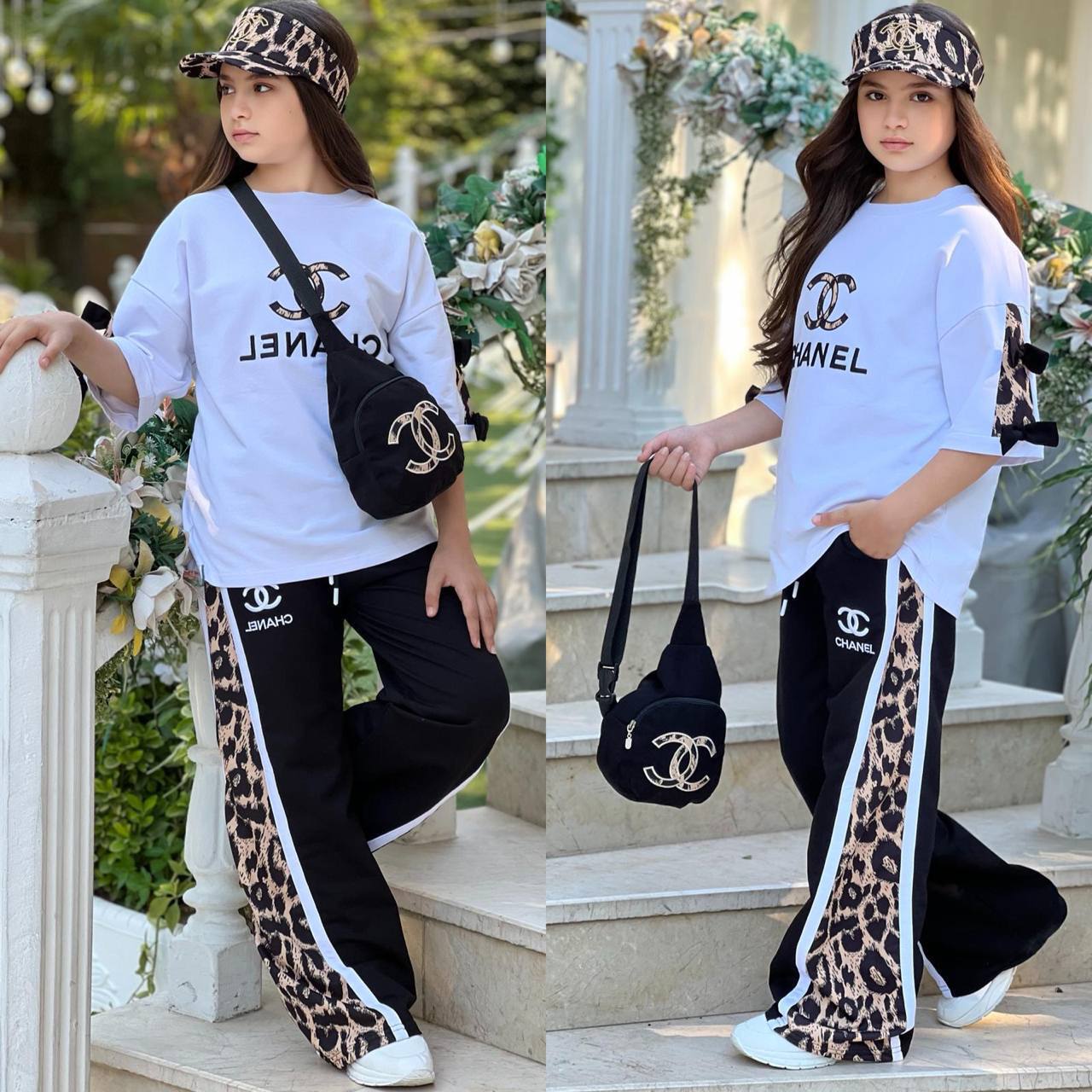Ensemble fille -4 pieces (سروال + كاسكيط + تريكو + صاكوش)