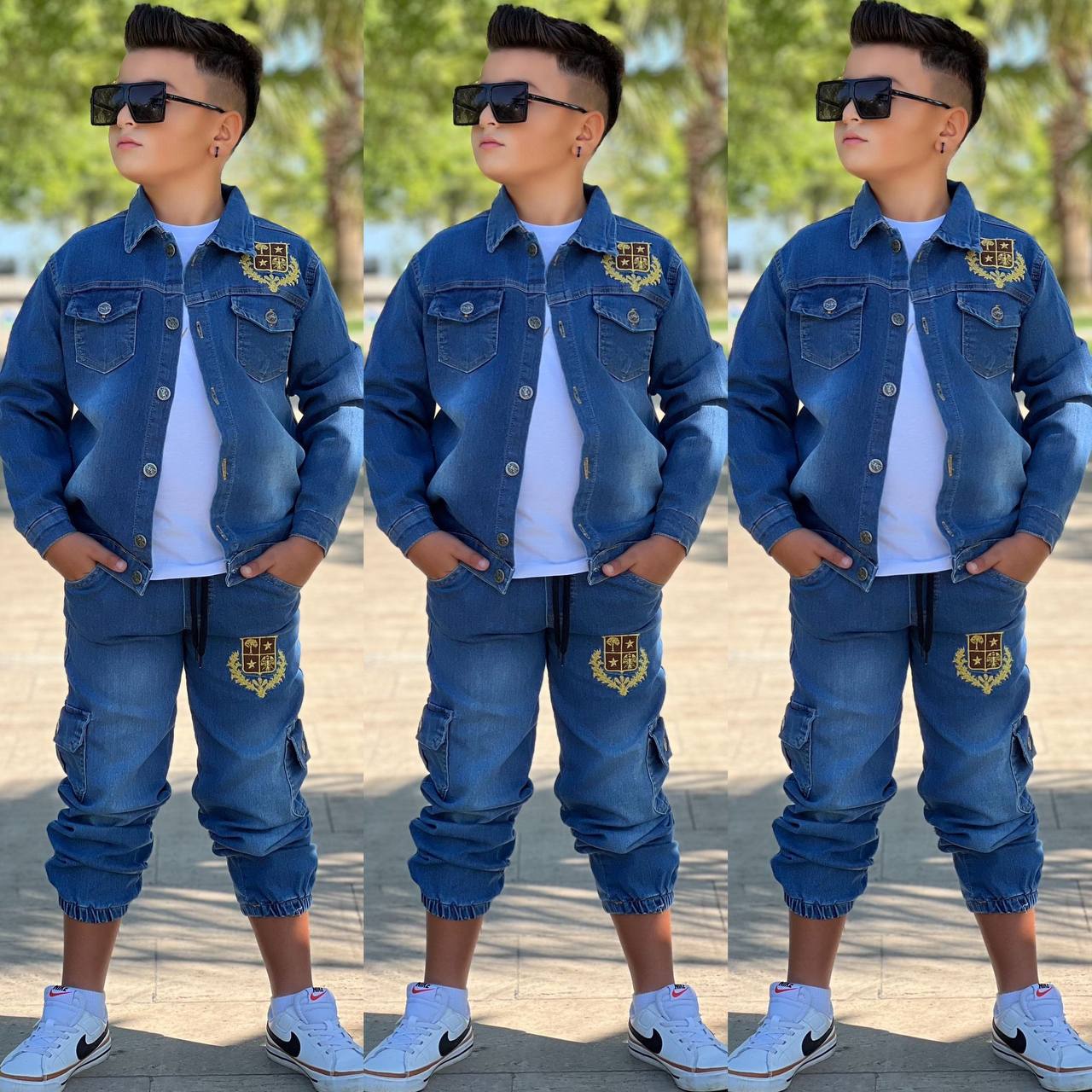 Ensemble-Jean 3 pieces (سروال + تريكو+ chemise)