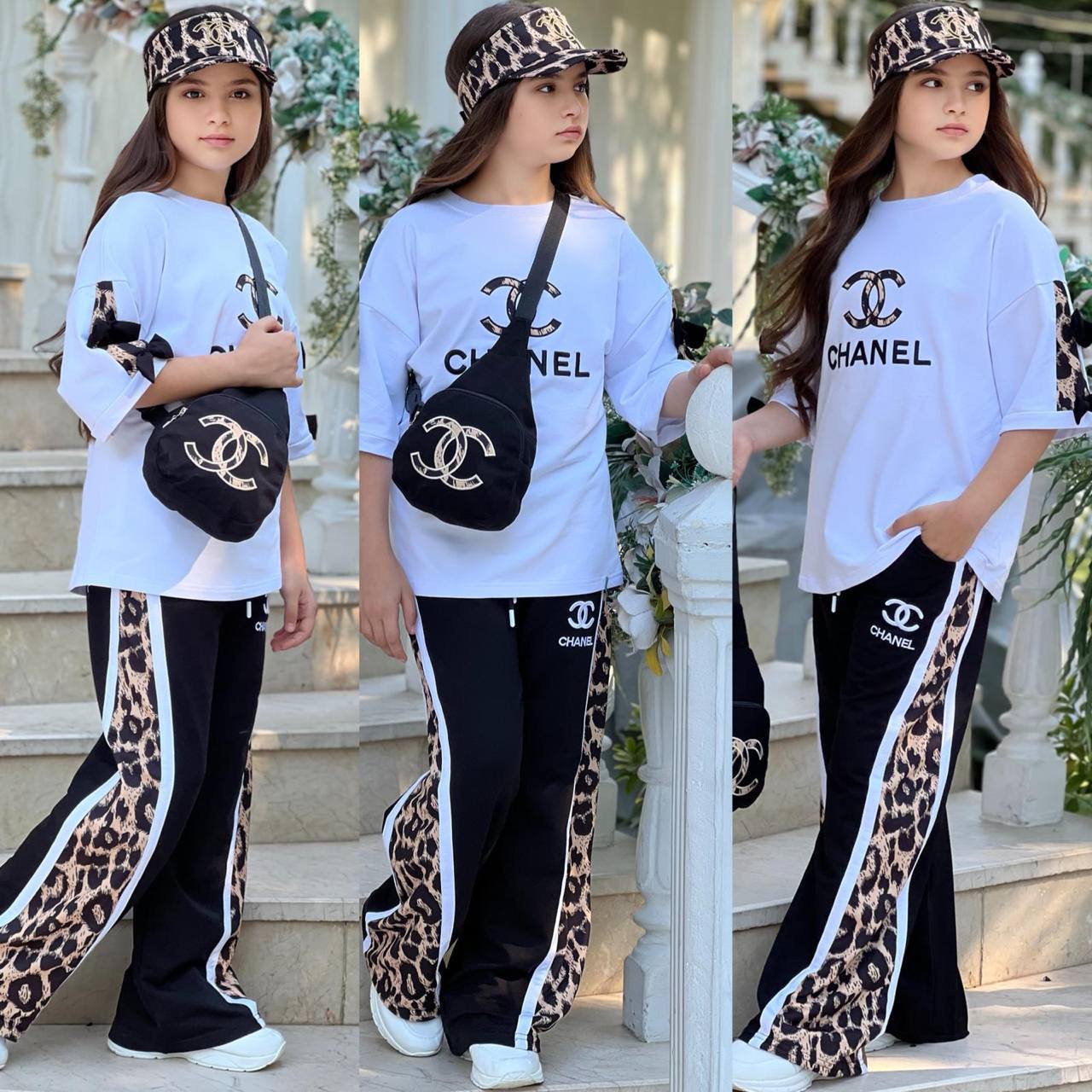 Ensemble fille -4 pieces (سروال + كاسكيط + تريكو + صاكوش)