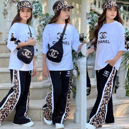 Ensemble fille -4 pieces (سروال + كاسكيط + تريكو + صاكوش)