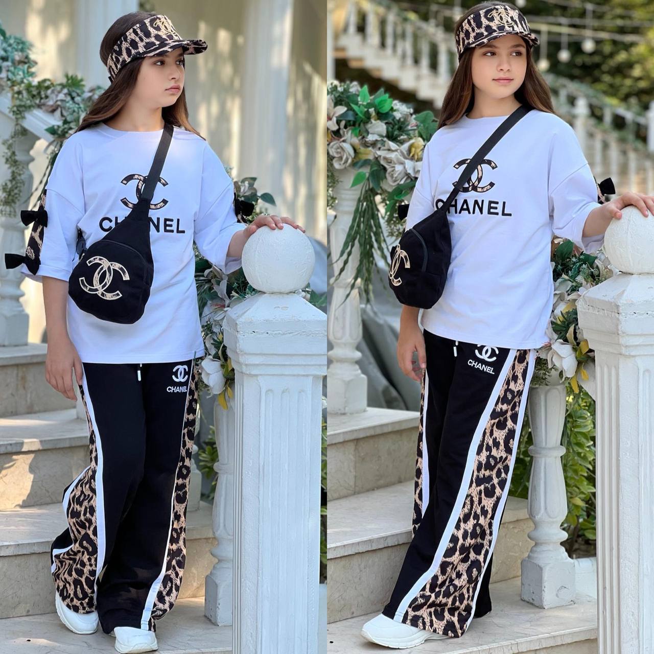 Ensemble fille -4 pieces (سروال + كاسكيط + تريكو + صاكوش)