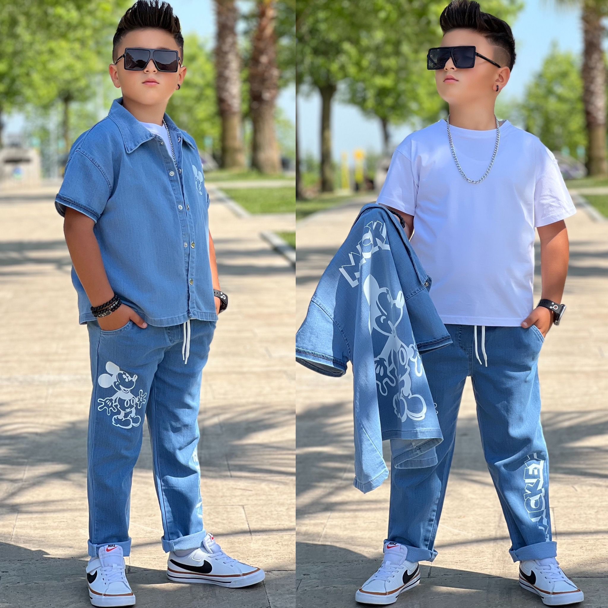 Ensemble-Jean 3 pieces (سروال + تريكو+ chemise)