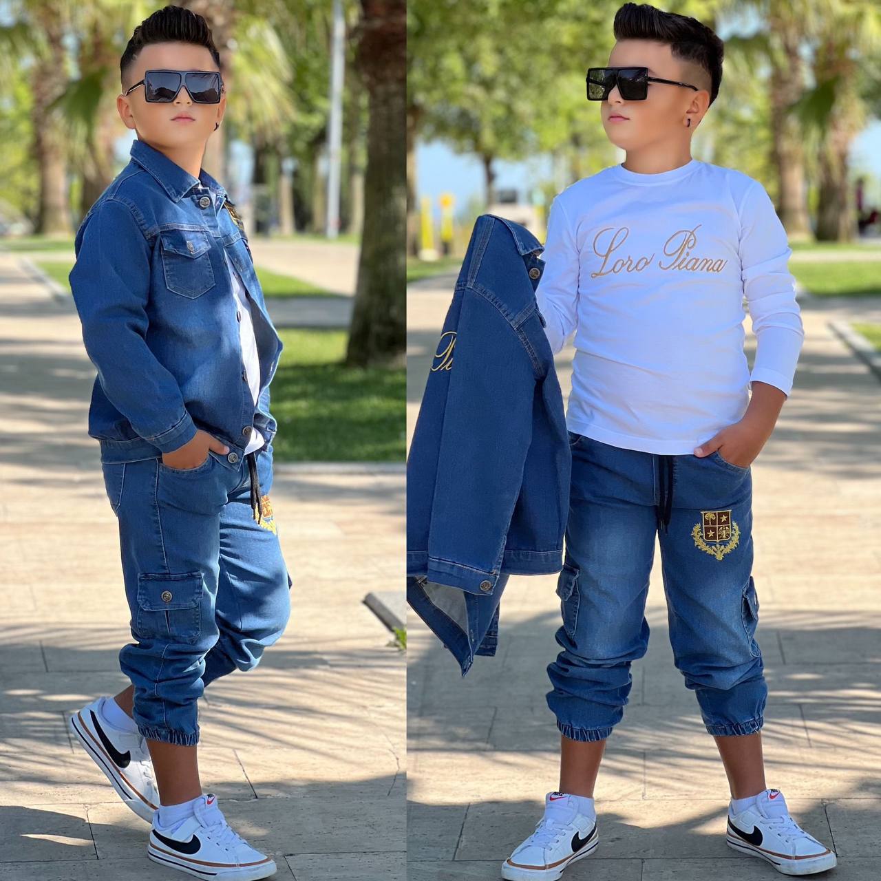 Ensemble-Jean 3 pieces (سروال + تريكو+ chemise)