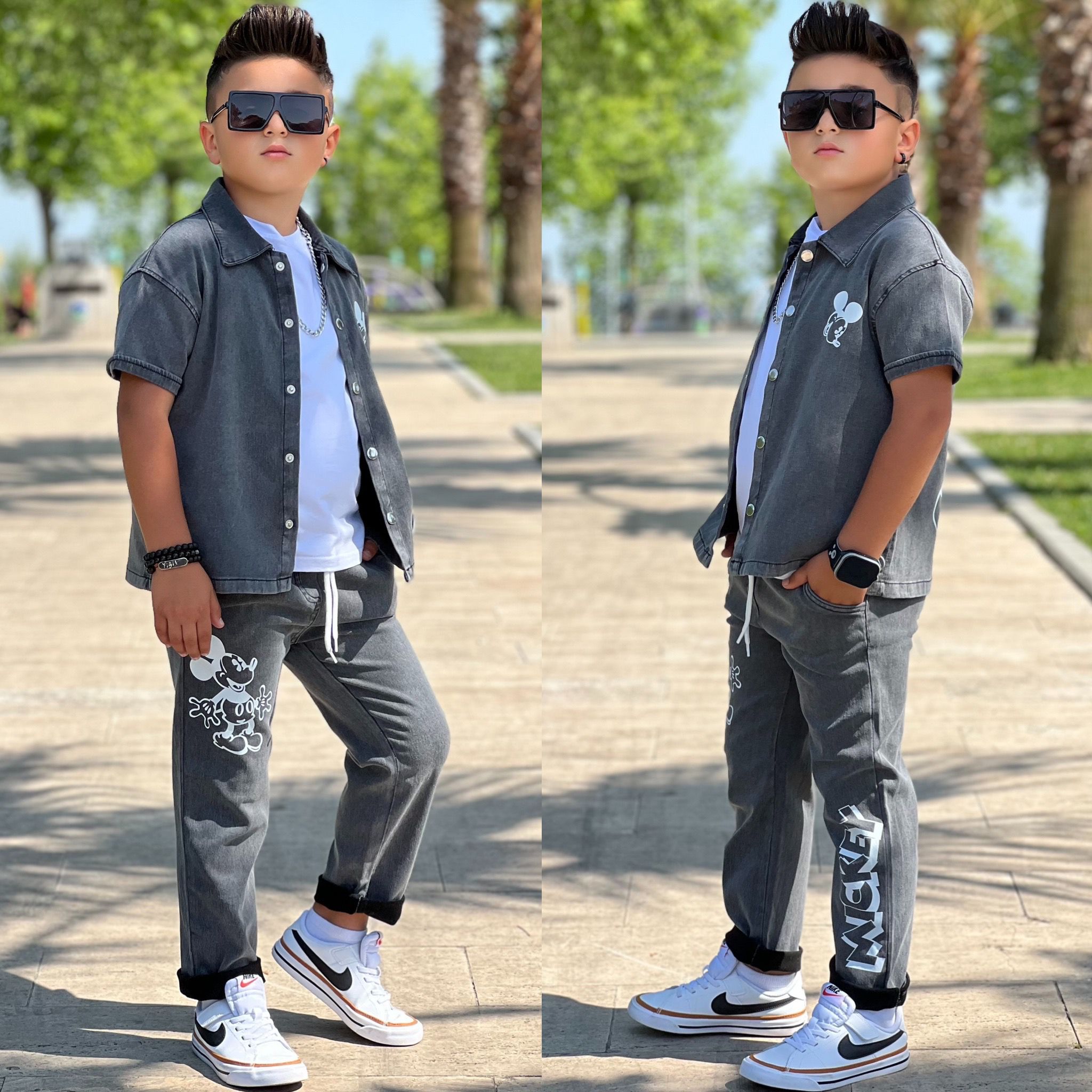 Ensemble-Jean 3 pieces (سروال + تريكو+ chemise)