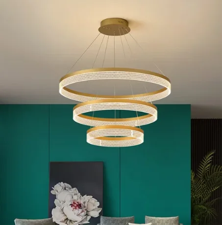 Suspension LED Dorée de Luxe Moderne