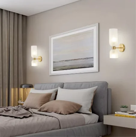 Applique Murale Nordique en Métal et Verre à Double Tête