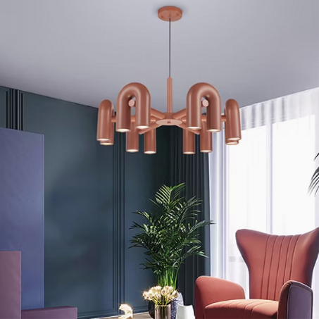 Grand Lustre en Forme de U - Style Industriel Nordique Minimaliste