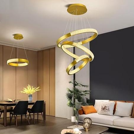 Lustre Circulaire Doré - Éclairage de Plafond Élégant