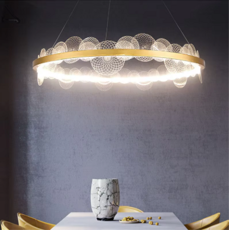 Lustre rond haut de gamme au style contemporain.