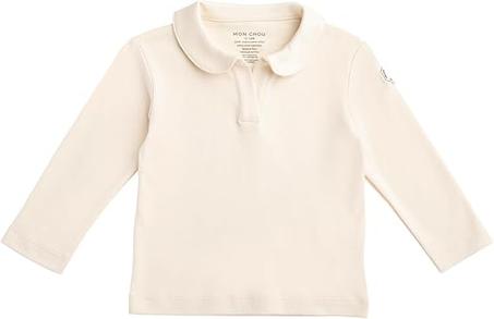 Polo de manga larga para bebé, 100 % algodón pima orgánico, cuello en V, bolsillo de seguridad, tallas unisex de 6 a 24 meses.