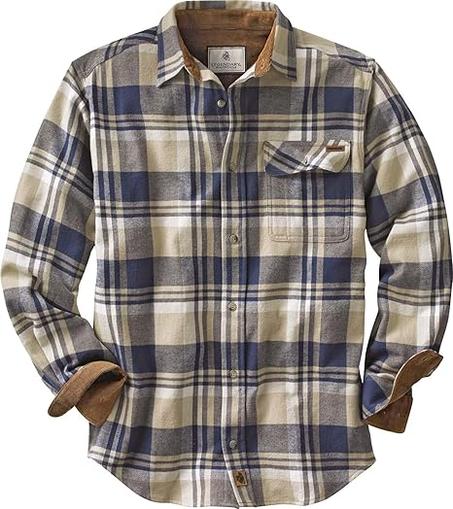 Camisa informal a cuadros de manga larga con botones y puños de pana de la legendaria Whitetails Buck Camp para hombre.