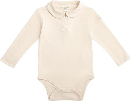 Polo de manga larga para bebé, 100 % algodón pima orgánico, cuello en V, bolsillo de seguridad, tallas unisex para bebés.