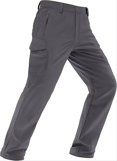 Pantalones de invierno MAGCOMSEN para hombre, resistentes al agua, con forro polar, para snowboard y esquí, tácticos softshell con múltiples bolsillos.