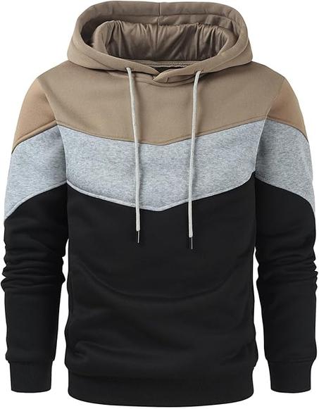 Sudadera con capucha de polar con bloques de color para hombre de Gesean, sudadera informal de manga larga con bolsillo
