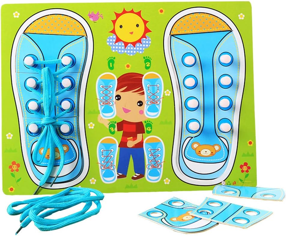 Tableau en bois de chaussures à lacets