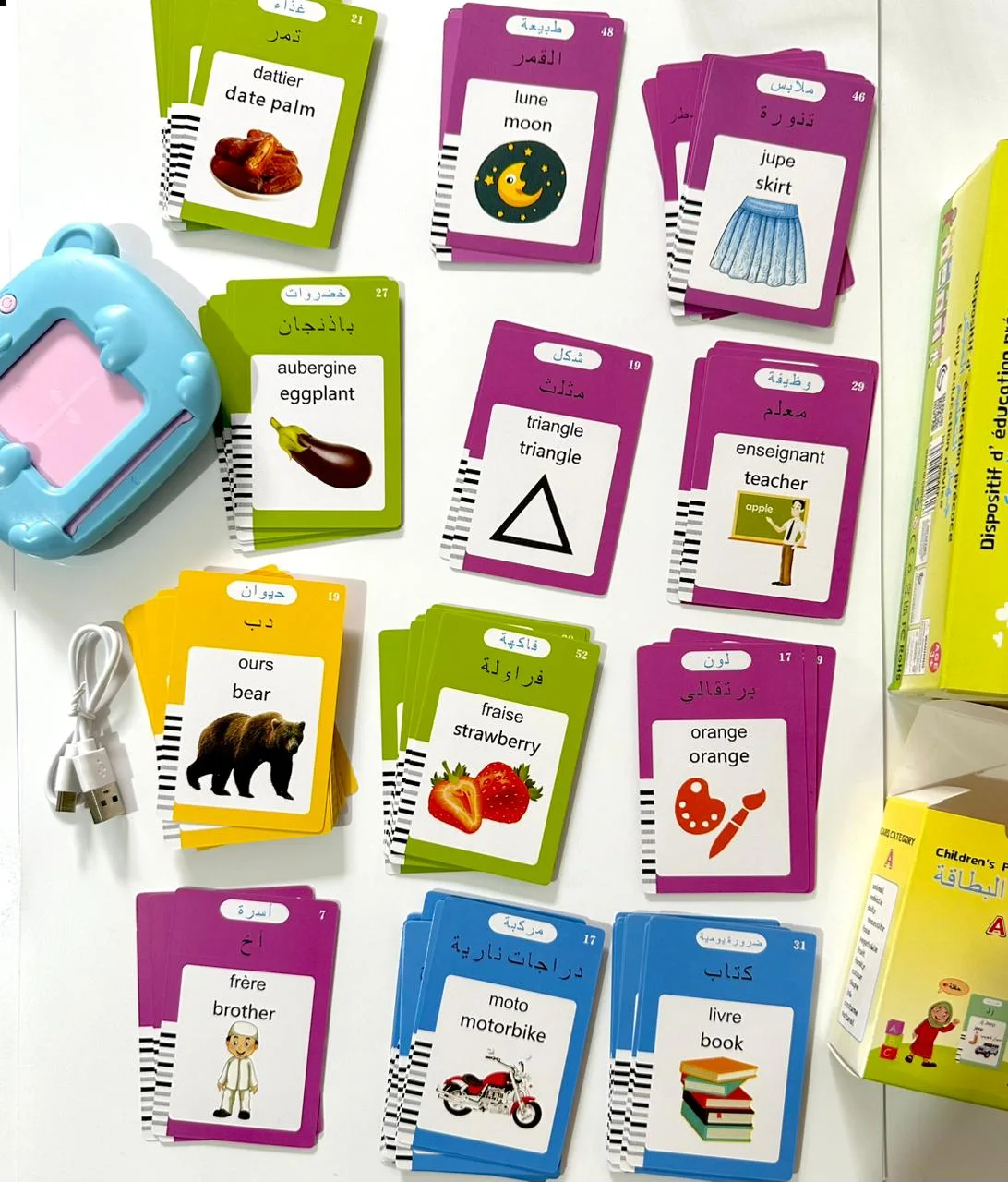 Lecteur de cartes  3 Langues = Arabe - Français - Anglais