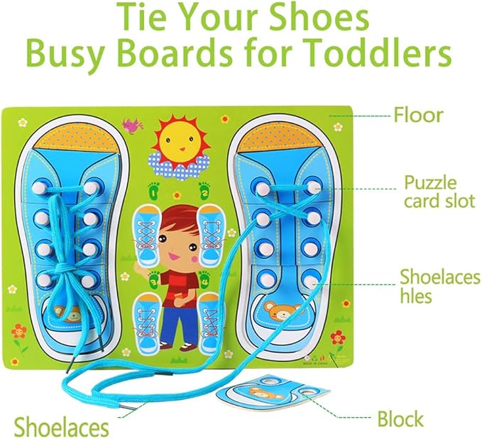 Tableau en bois de chaussures à lacets