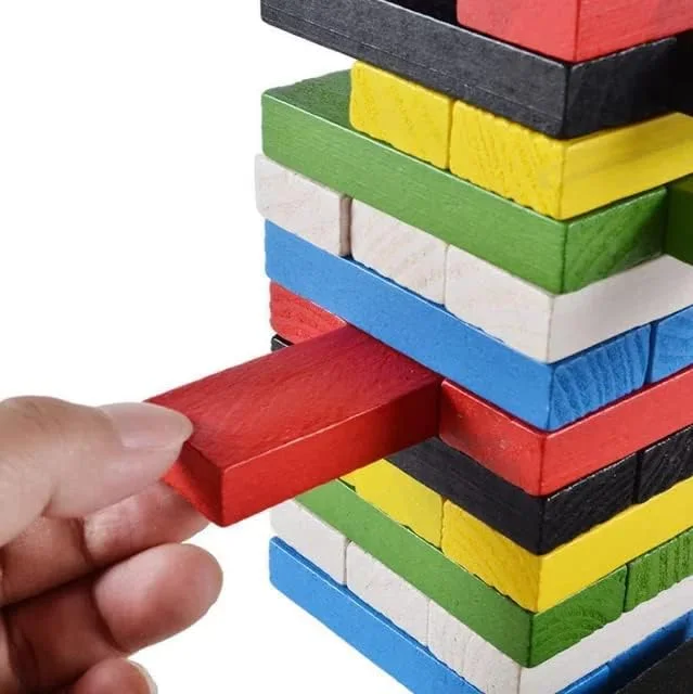 Jeu de Blocs en Bois Empilables – Tour d'Équilibre Colorée