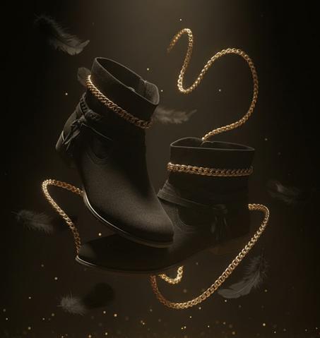 BLACK GOLDEN BOOTS